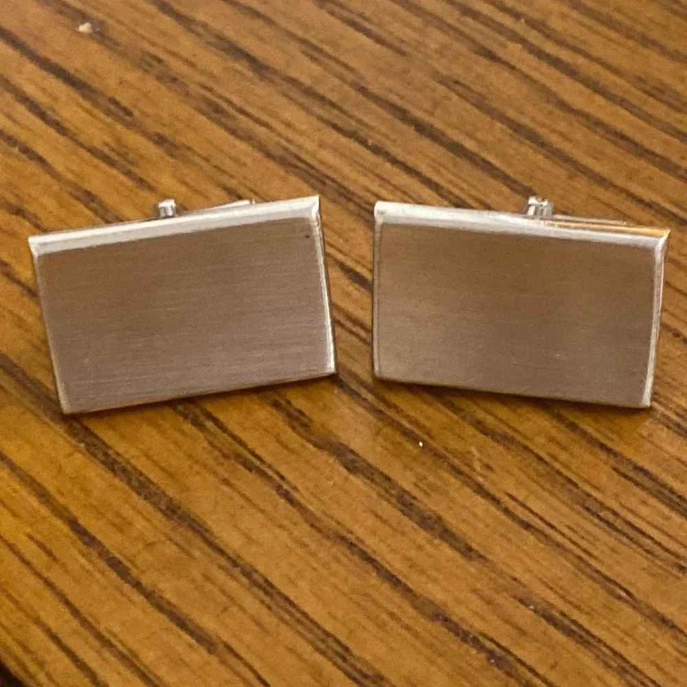 Silver Blank Vintage Rectangle cuff links - Picture 1 of 4